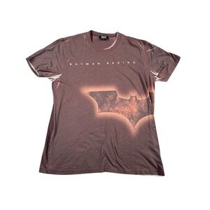 Warner Bros Batman Begins Movie Promo T-Shirt Mens XL Brown 2005 Y2K Faded